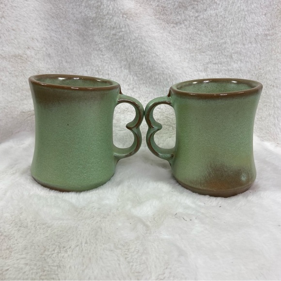 Vintage Frankoma heart handle Pottery C9  Coffee Tea Cup Mug Moss Mint! - Picture 2 of 5